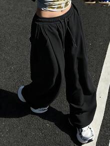 DAZY Women's Casual Loose Korean Style Sweatpants Petite - Black - View 6