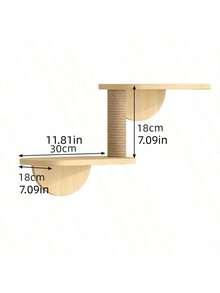 Solid Wood Wall-Mounted Cat Climbing Frame With Integrated Platform, Scratching Board, Cat Tree, Condos, Wall Nest And Scratching Post. Provides A Dedicated Space For Cats To Play, Climb, Sharpen Claws And Rest Comfortably. - apricot - View 3