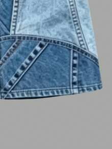 Ensemble 2 pièces pour jeune fille, mode décontractée printemps/été, tenue de robe à manches courtes, motif patchwork cœur bleu doux et frais, design t-shirt à col rond à manches courtes et jupe cargo patchwork rose, choix incontournable pour l'été, tenue confortable et à la mode pour filles, ensemble printemps/été - Multicolore - Voir 4