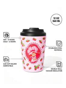Strawberry Shortcake X SHEIN 360 Ml / 12 Oz Leak-Proof Stainless Steel, Convenient To Carry, Portable Cup - Pink - View 3