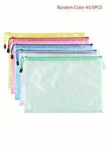 5pcs Office Transparent Storage Hand-Held Zipper Bag Student Information Bag Zipper Pocket For Sorting And Storage - Perfect For Cross-Stitch, Puzzle Games, Travel, School, Board Games And Office Supplies - Letter Size A4,Back To School - Multicolor - View 24