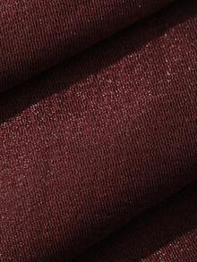Dazy Plus Spring/Summer Women's Elegant Solid Color V-Neck Belted Shirt & A-Line Skirt 2-Piece Set, Plus Size - Burgundy - View 3