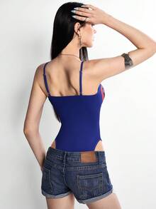 INAWLY Women's Letter Print Casual Sexy Camisole Style Club Night Out Blue Summer - Blue - View 2