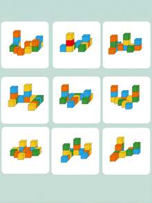 2 Player Wooden 3D Building Blocks Duel Logic Thinking Training Game Parent Child Interactive Educational Toy For Family Christmas Stocking Fillers Holiday Gift Ideas Must Haves - Multicolor - View 6