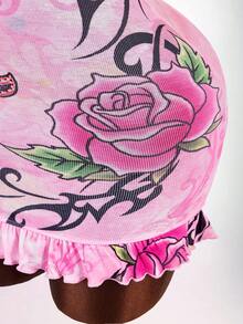 Bumpella Women's Floral Cross Pattern Sexy Date Party Mini Cami Dress - Pink - View 6