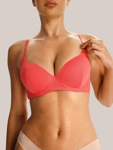 Barelissa 1 pieza Sujetador con aro de estilo minimalista para mujer - Rosa Roja - Ver 4