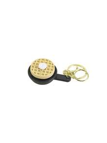 MINKOJA 1pc Realistic Miniature Pancake Keychain Fluffy With Frying Pan Base Golden Syrup Cream Butter Accent Decorative Food Charm Novelty Keyring For Backpack Purse Car Keys - Multicolor - View 11