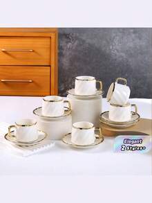 90ML/3.16oz Coffee Cup & Saucer Set, Suitable For Drinking Espresso Or Turkish Coffee - Type I - View 1