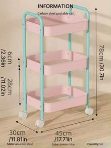 Multi Functional Shopping Cart - Mobile, Heavy-Duty, Multi-Purpose Storage Display Rack (Perfect For Snacks, Vegetables, Towels, Books, Cosmetics, Etc.) | Equipped With Casters, Easy To Assemble | Perfect For Kitchens, Bathrooms, Living Rooms, Etc - Multicolor - View 11