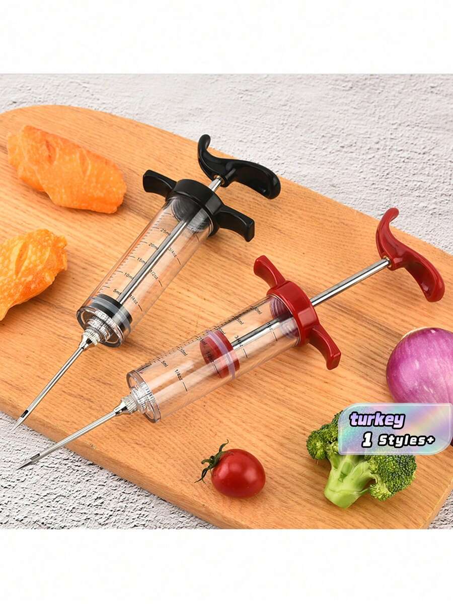 Inyector de carne con aguja, jeringa de plástico para marinar para barbacoa & cocina, a prueba de óxido & reutilizable - Multicolor - Ver 1