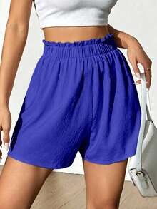 Flirla Women's High Waist Casual Shorts - Blue - View 6
