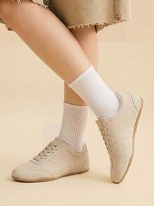 CUCCOO EASI Off-White 杏色復古女鞋，軟底透氣，通勤百搭平底休閒運動鞋 - 杏色 - 查看 3