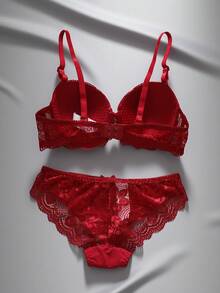 EmpressEnvy Set pakaian dalam berenda renda - Burgundy - View 2