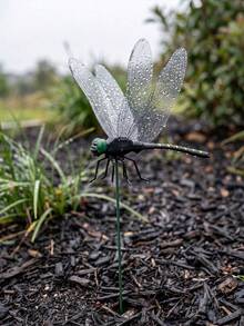 10pcs Realistic Dragonfly Decor, 3D Dragonfly Garden Stake, Dragonfly Garden Ornament, Yard Decoration, Movable Dragonfly Stake, Modern Dragonfly Design Garden Decor With Stem, Suitable For Garden/Shop/Home Wall Dec - multicolor - View 8