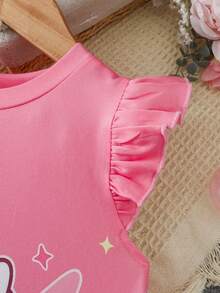 SHEIN Elladie kids 小女孩夏季休閒仙女公主卡通印花洋裝 嬰兒派對 7 歲生日 嬰兒粉色獨角獸生日 - 玫紅色 - 查看 8