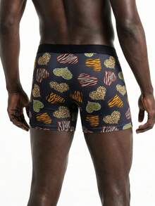 Rest Era Men's Underwear Leopard Zebra Giraffe Heart Graphic Long‑Leg Boxer Briefs, Dark Tone Daily Bottoms - Multicolor - View 2