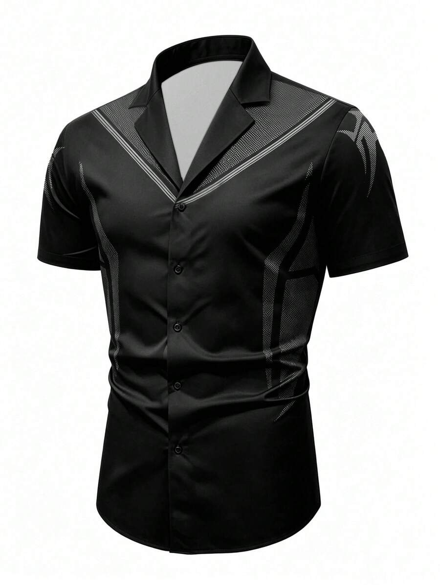Gym Rark Men's Fashion Minimalist Single-Breasted Short Sleeve Sports Shirt - Multicolor - View 1