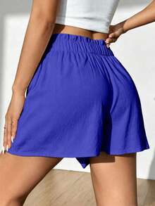 Flirla Women's High Waist Casual Shorts - Blue - View 2