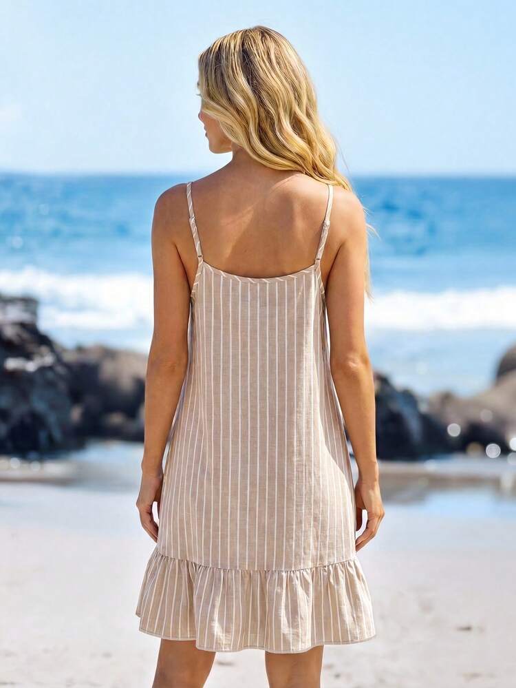 Sylviya Vestido camisola mini con estampado y volantes en el bajo para mujer - Multicolor - Añade 2