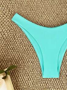 SHEIN Swim Summer Beach Solid Color Swimsuit Bottoms - Mint Green - View 3