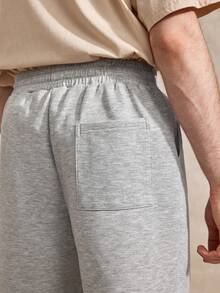 Men's Solid Color Drawstring Waist Pocket Casual Shorts - Grey - View 5