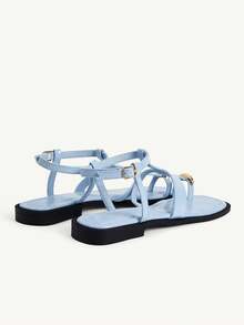 CUCCOO CHICEST Women's Shoes Simple Open-Toed Crossed Flat Sandals Summer Shoes - Light blue - View 6