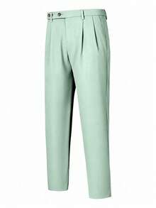 Manfinity Homme Men's Solid Color Pleated Pocket Casual Straight Leg Pants - Mint Green - View 4