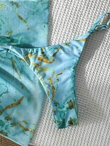 Swim Vcay Women's Spring/Summer Random Print Halter Neck Metal Decor Skirt 3-Piece Bikini Set - Multicolor - View 7