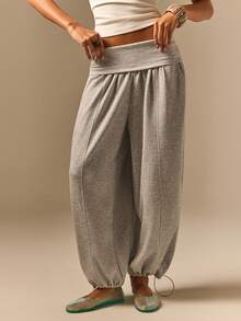 Athîral Women's Loose Fit Drawstring Cuffed Pocket Jogger Pants - Grey - View 6