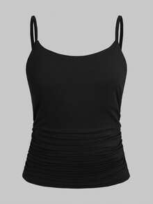 SHEIN 驚喜禮盒 [隨機 6 件商品，發送 3 件]青少年女孩背心與細肩帶背心，休閒舒適抓皺腰細肩帶背心，3 件套組 - 彩色 - 查看 5