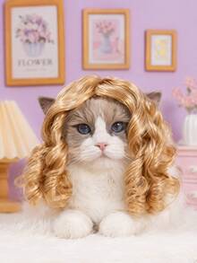PETSIN 1PC Judge Style Pet Curly Wig For Dogs And Cats, Long Wavy Hair Costume Headpiece, Holiday Party Cosplay Dress Up Accessory, Funny Pet Photo Prop For Halloween Christmas, Perfect Gift For Pet Lovers - Multicolor - View 10