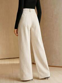 Anewsta New Asymmetrical Design Women's Jeans - Beige - View 2
