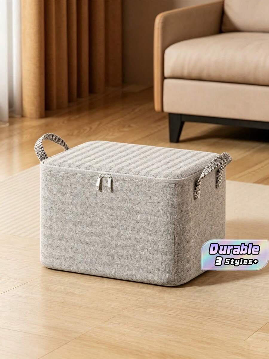 Bolsa de almacenamiento plegable con asa & cremallera, organizador transpirable de gran capacidad, bolsa portátil reforzada para ropa de cama, mantas & edredones, cesto multifuncional para ropa, juguetes, ahorrador de espacio para dormitorio, hogar & residencia estudiantil - Multicolor - Ver 1