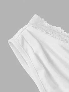 SHEIN MOD 女款蕾絲針織不對稱單肩裙與無袖打結上衣 T-shirt 兩件套 - 白色 - 查看 10