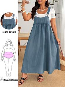 Enliva Vestido de tirantes negro holgado talla grande - Azul - Ver 1
