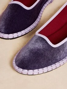 Rosivie Zapatos de mujer de terciopelo púrpura, clásicos y suaves, tipo slip-on, básicos, de suela plana y vamp bajo - Morado - Ver 6