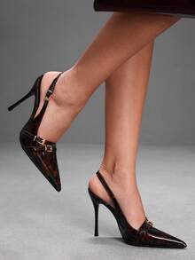 CUCCOO SZL Women's Fashionable Elegant Commuting Closed Toe High Heels For Christmas - Leopard brown - View 3