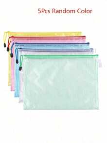 5pcs Office Transparent Storage Hand-Held Zipper Bag Student Information Bag Zipper Pocket For Sorting And Storage - Perfect For Cross-Stitch, Puzzle Games, Travel, School, Board Games And Office Supplies - Letter Size A4,Back To School - Multicolor - View 19