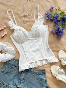 Soleia New Back To School Casual Cottagecore Vacation Western Beach Wedding Guest Graduation Brunch Women's St. Patrick's Day Spring Break Easter - White - View 8