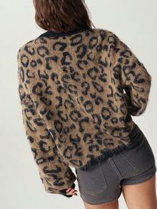Bohemela Women's Leopard Print Lace Patchwork Button Cardigan - Multicolor - View 7