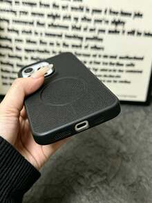 1pc Breathable Hole Fluorescent Wireless Charging Case, Liquid Silicone Ultra-Thin Shockproof Cover, Compatible With Phones 17 AIR 16 15 14 13 12 11 Pro Max Plus - Black - View 4