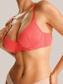 Barelissa 1 pieza Sujetador con aro de estilo minimalista para mujer - Rosa Roja - Ver 3