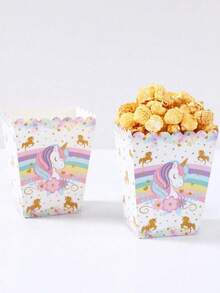 10pcs Rainbow Popcorn Boxes, Disposable Paper Magical  Theme Candy Containers, Suitable For Girls Birthday Party, Baby Shower, Party Supplies, Movie Night Snack Boxes - View 7