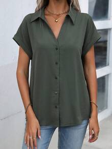 Breezaya Women's Solid Color Shirt, A Stylish Basic Top Suitable For Various Occasions - Multicolor - View 4