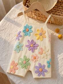 Baby Girl Casual Cartoon Pattern Suspender Romper, Suitable For Spring And Summer - Multicolor - View 4