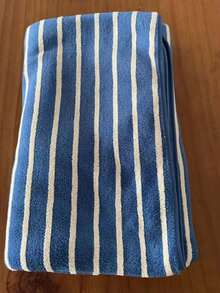 極簡條紋珊瑚絨超柔軟吸水快乾毛巾，35*75cm 手巾，70*140cm 浴巾 - 藍色 - 查看 10
