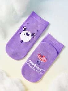 SHEIN X Care Bears 6雙女童純棉柔軟透氣吸濕襪，可愛卡通圖案，適合四季穿著，適用於學校與戶外活動 - 彩色 - 查看 5