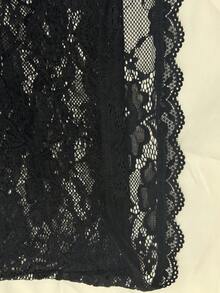 HueRush 女款黑色透視V領短袖蕾絲上衣，V領蕾絲飾邊性感襯衫，夏季時尚穿搭 - 黑色 - 查看 7