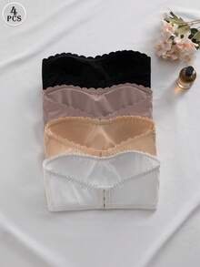 NudeFit 4pcs/Set Women's Bra With Back Buckle, Straight Band And Removable Padding - Multicolor - View 4