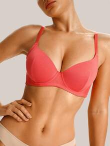 Barelissa 1 pieza Sujetador con aro de estilo minimalista para mujer - Rosa Roja - Ver 1